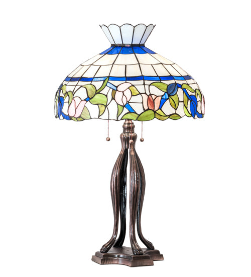 Meyda Tiffany Lighting 228803 Rose Vine Three Light Table Lamp Lamp Bronze / Dark