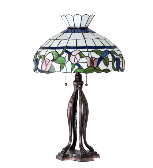 Meyda Tiffany Lighting 228803 Rose Vine Three Light Table Lamp Lamp Bronze / Dark