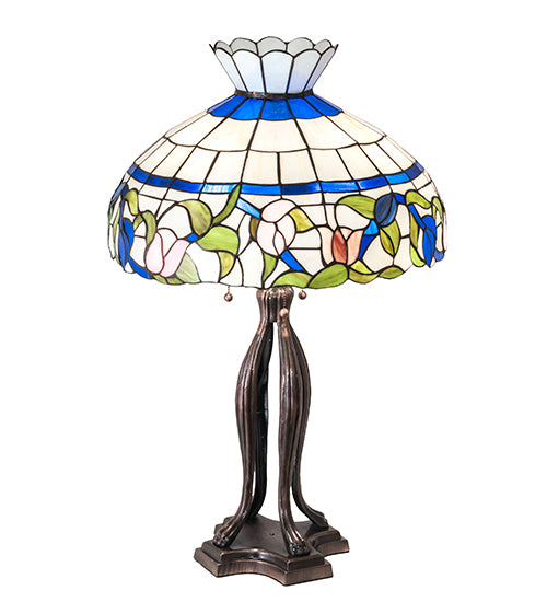 Meyda Tiffany Lighting 228803 Rose Vine Three Light Table Lamp Lamp Bronze / Dark