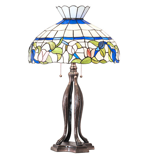 Meyda Tiffany Lighting 228803 Rose Vine Three Light Table Lamp Lamp Bronze / Dark