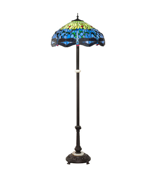 Meyda Tiffany Lighting 229124 Tiffany Hanginghead Dragonfly Three Light Floor Lamp Lamp Bronze / Dark