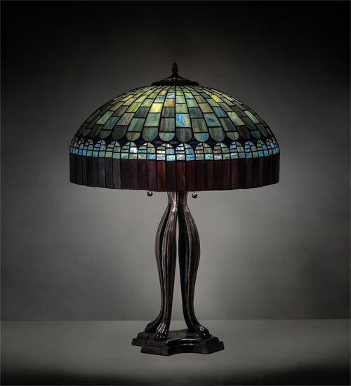 Meyda Tiffany Lighting 229128 Tiffany Candice Three Light Table Lamp Lamp Bronze / Dark