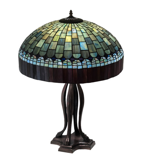 Meyda Tiffany Lighting 229128 Tiffany Candice Three Light Table Lamp Lamp Bronze / Dark