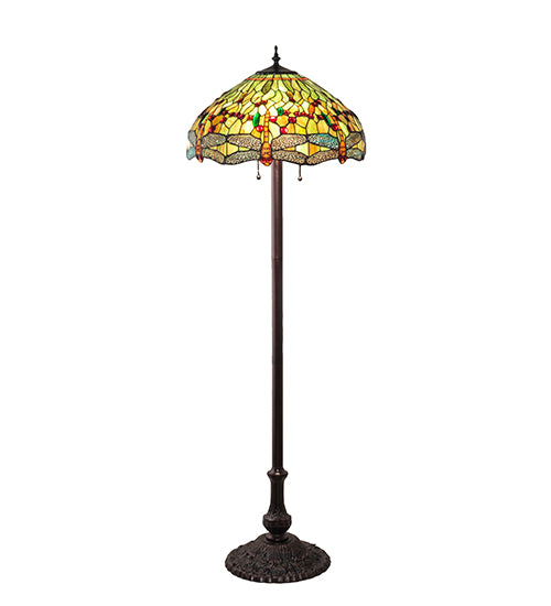 Meyda Tiffany Lighting 229131 Tiffany Hanginghead Dragonfly Three Light Floor Lamp Lamp Bronze / Dark