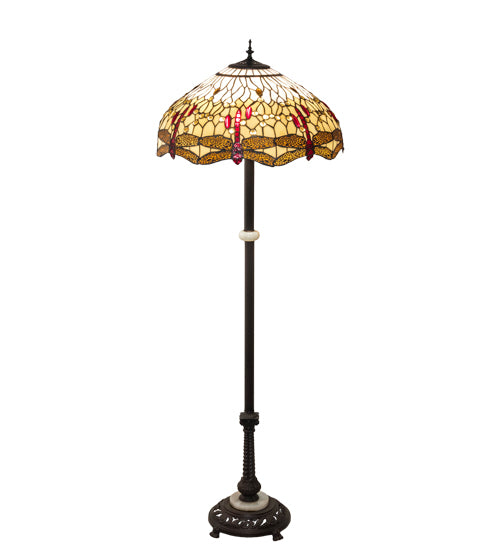 Meyda Tiffany Lighting 229132 Tiffany Hanginghead Dragonfly Three Light Floor Lamp Lamp Bronze / Dark