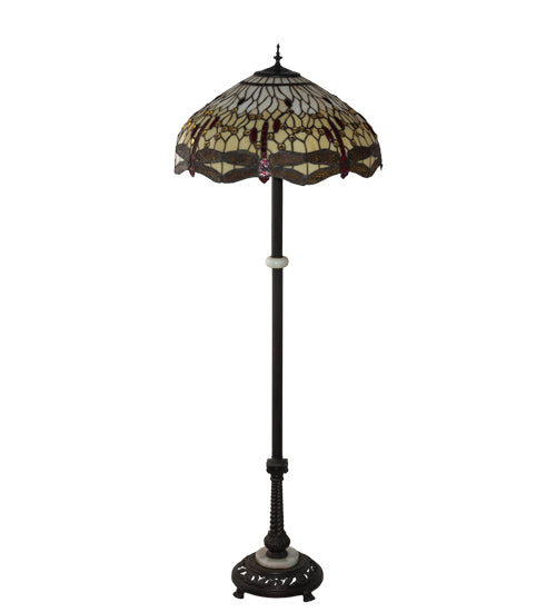 Meyda Tiffany Lighting 229132 Tiffany Hanginghead Dragonfly Three Light Floor Lamp Lamp Bronze / Dark