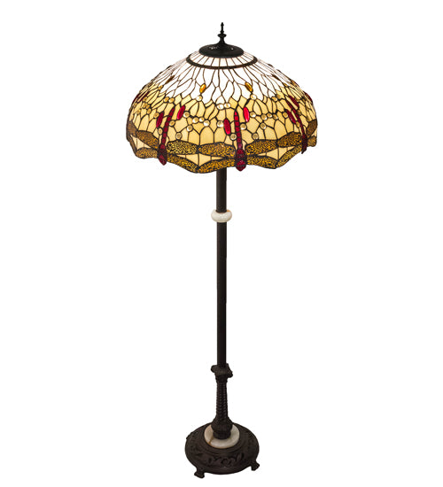 Meyda Tiffany Lighting 229132 Tiffany Hanginghead Dragonfly Three Light Floor Lamp Lamp Bronze / Dark