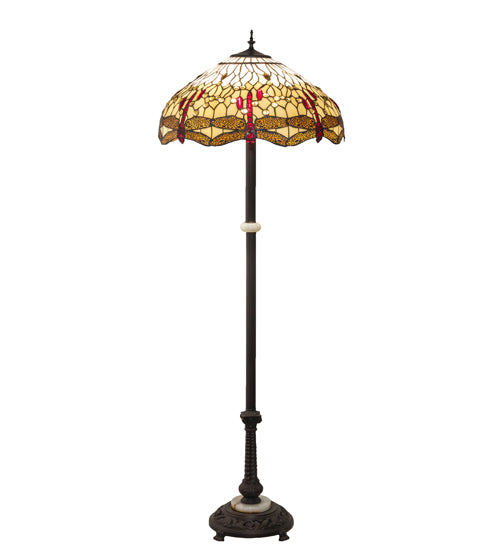 Meyda Tiffany Lighting 229132 Tiffany Hanginghead Dragonfly Three Light Floor Lamp Lamp Bronze / Dark