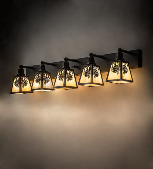 Meyda Tiffany Winter Pine 230171 Bath Vanity Light 48 in. wide - Craftsman Brown,Oil Rubbed Bronze