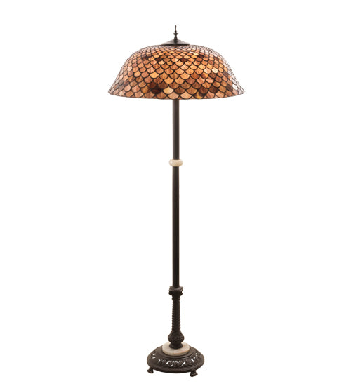 Meyda Tiffany Lighting 230384 Fishscale Three Light Floor Lamp Lamp Bronze / Dark