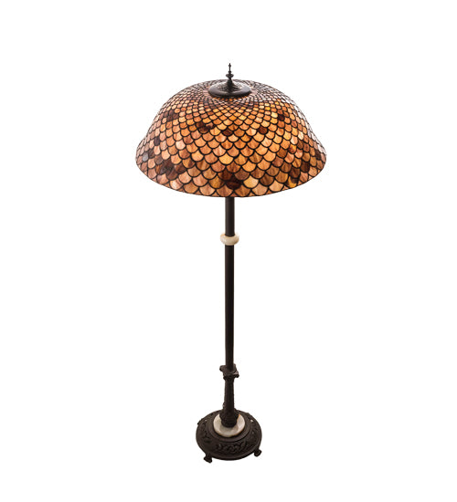 Meyda Tiffany Lighting 230384 Fishscale Three Light Floor Lamp Lamp Bronze / Dark