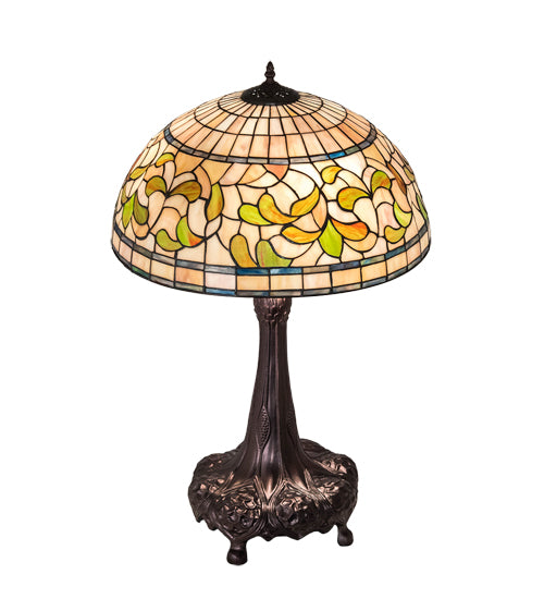 Meyda Tiffany Lighting 230449 Tiffany Turning Leaf Three Light Table Lamp Lamp Bronze / Dark