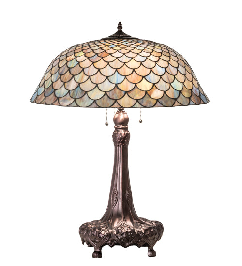 Meyda Tiffany Lighting 230462 Tiffany Fishscale Three Light Table Lamp Lamp Bronze / Dark