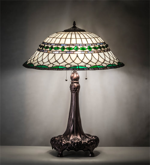 Meyda Tiffany Lighting 230467 Tiffany Roman Three Light Table Lamp Lamp Bronze / Dark