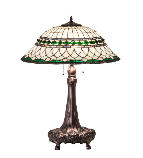 Meyda Tiffany Lighting 230467 Tiffany Roman Three Light Table Lamp Lamp Bronze / Dark