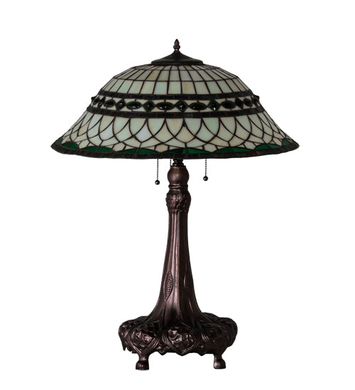Meyda Tiffany Lighting 230467 Tiffany Roman Three Light Table Lamp Lamp Bronze / Dark