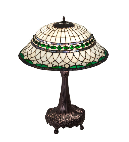 Meyda Tiffany Lighting 230467 Tiffany Roman Three Light Table Lamp Lamp Bronze / Dark