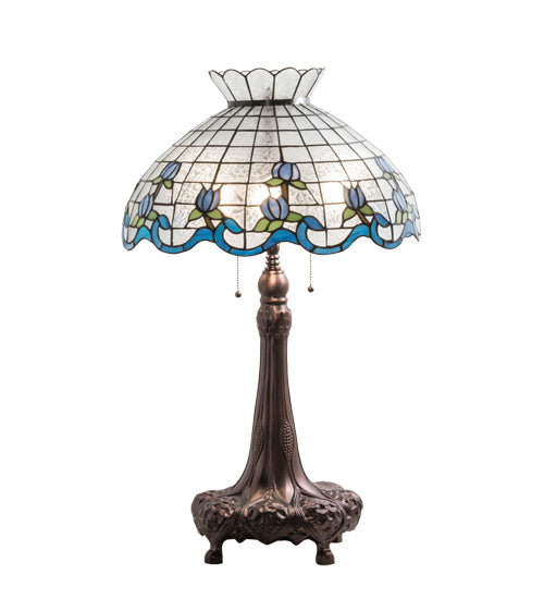 Meyda Tiffany Lighting 230472 Roseborder Three Light Table Lamp Lamp Bronze / Dark