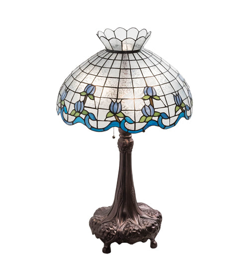 Meyda Tiffany Lighting 230472 Roseborder Three Light Table Lamp Lamp Bronze / Dark