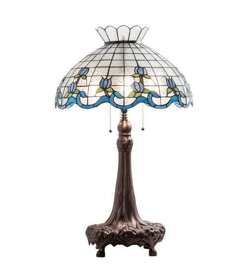 Meyda Tiffany Lighting 230472 Roseborder Three Light Table Lamp Lamp Bronze / Dark