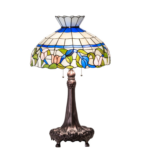 Meyda Tiffany Lighting 230475 Rose Vine Three Light Table Lamp Lamp Bronze / Dark