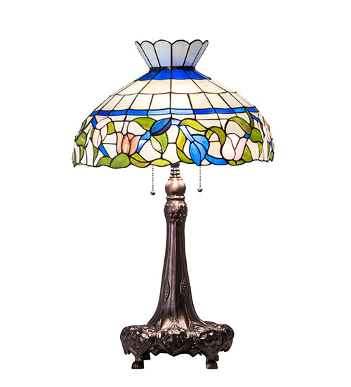 Meyda Tiffany Lighting 230475 Rose Vine Three Light Table Lamp Lamp Bronze / Dark