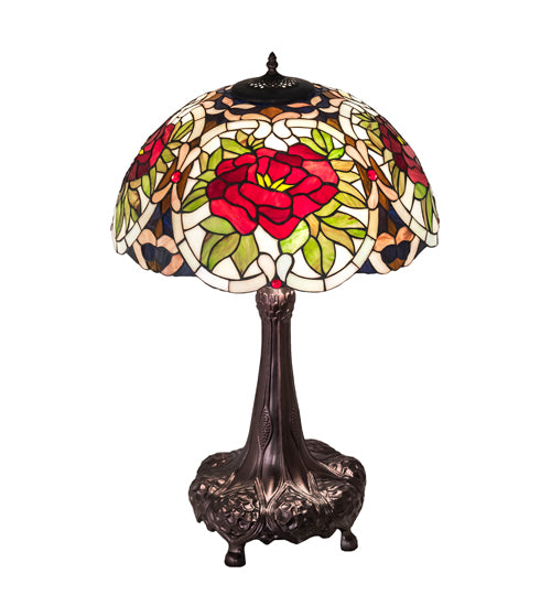 Meyda Tiffany Lighting 230476 Renaissance Rose Three Light Table Lamp Lamp Bronze / Dark