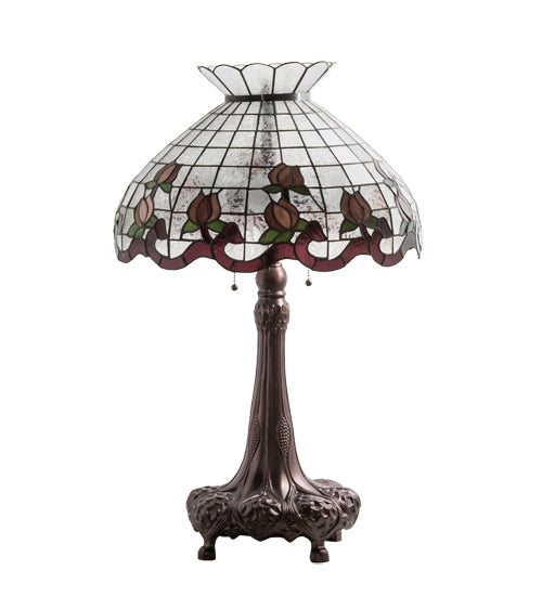 Meyda Tiffany Lighting 230639 Roseborder Three Light Table Lamp Lamp Bronze / Dark