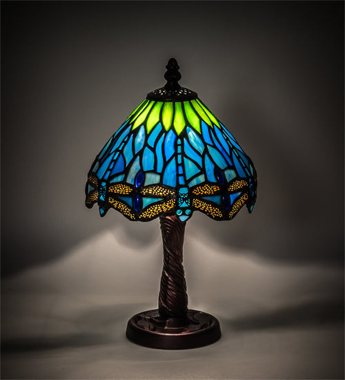 Meyda Tiffany Lighting 230981 Tiffany Hanginghead Dragonfly One Light Table Lamp Lamp Bronze / Dark