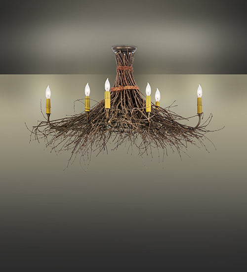 Meyda Tiffany Twigs 23222 Ceiling Light - Antique Copper,Natural Wood