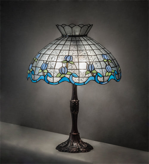 Meyda Tiffany Lighting 232793 Roseborder Three Light Table Lamp Lamp Bronze / Dark