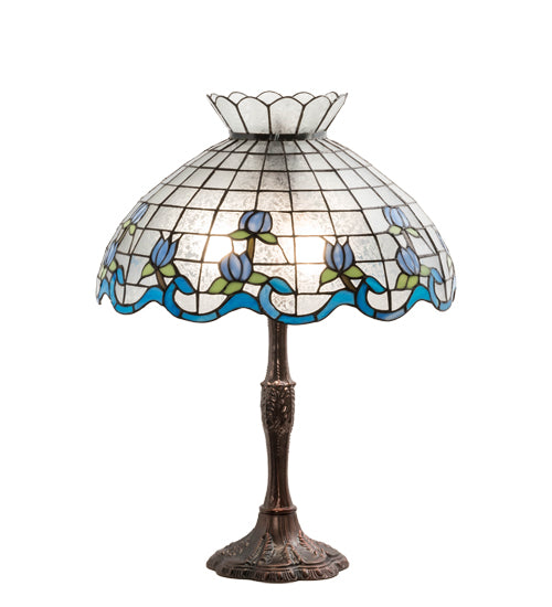 Meyda Tiffany Lighting 232793 Roseborder Three Light Table Lamp Lamp Bronze / Dark