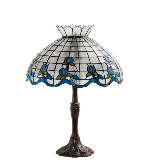 Meyda Tiffany Lighting 232793 Roseborder Three Light Table Lamp Lamp Bronze / Dark