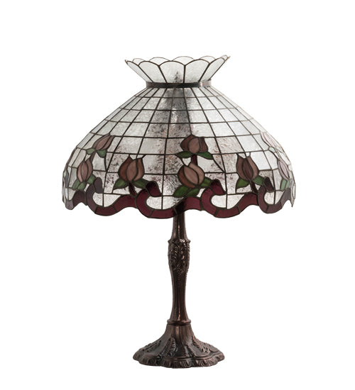 Meyda Tiffany Lighting 232794 Roseborder Three Light Table Lamp Lamp Bronze / Dark