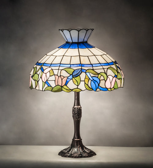 Meyda Tiffany Lighting 232796 Rose Vine Three Light Table Lamp Lamp Bronze / Dark