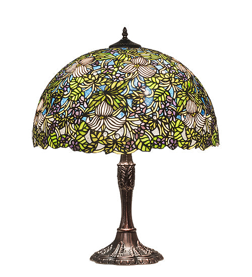 Meyda Tiffany Lighting 232797 Trillium & Violet Three Light Table Lamp Lamp Bronze / Dark