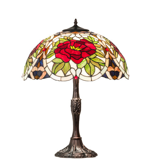 Meyda Tiffany Lighting 232798 Renaissance Rose Three Light Table Lamp Lamp Bronze / Dark