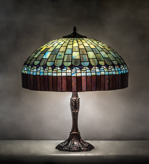 Meyda Tiffany Lighting 232801 Tiffany Candice Three Light Table Lamp Lamp Bronze / Dark