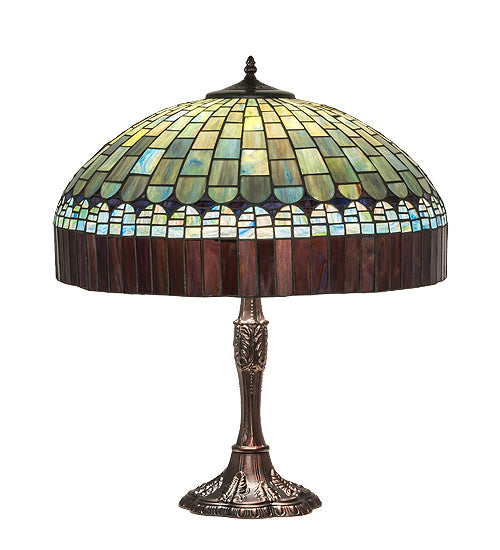 Meyda Tiffany Lighting 232801 Tiffany Candice Three Light Table Lamp Lamp Bronze / Dark