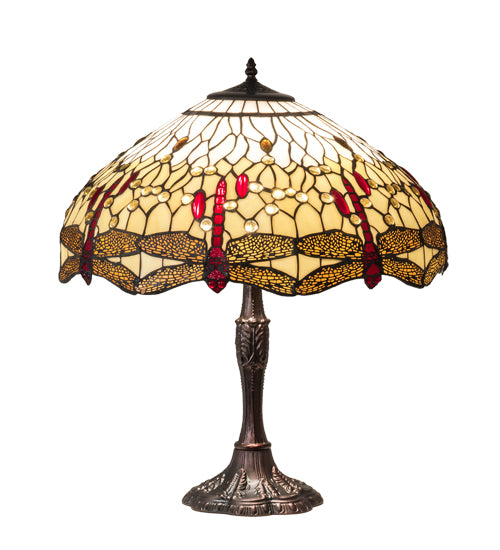 Meyda Tiffany Lighting 232803 Tiffany Hanginghead Dragonfly Three Light Table Lamp Lamp Bronze / Dark