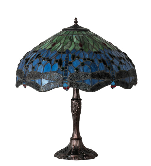 Meyda Tiffany Lighting 232804 Tiffany Hanginghead Dragonfly Three Light Table Lamp Lamp Bronze / Dark