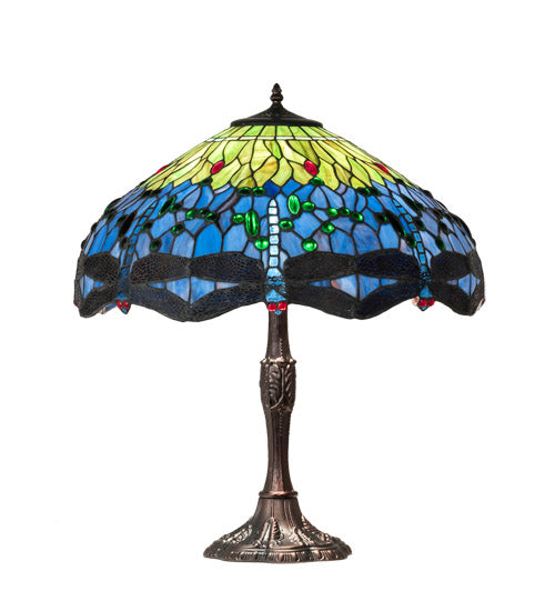 Meyda Tiffany Lighting 232804 Tiffany Hanginghead Dragonfly Three Light Table Lamp Lamp Bronze / Dark