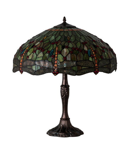 Meyda Tiffany Lighting 232805 Tiffany Hanginghead Dragonfly Three Light Table Lamp Lamp Bronze / Dark
