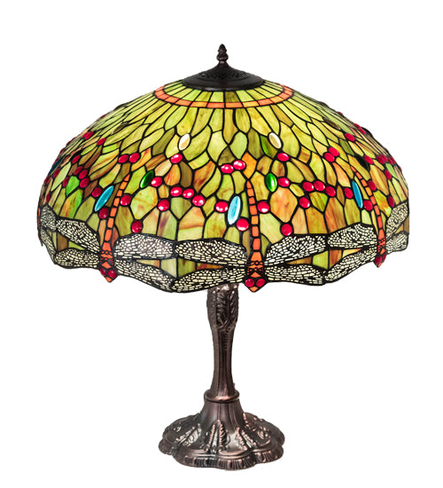 Meyda Tiffany Lighting 232805 Tiffany Hanginghead Dragonfly Three Light Table Lamp Lamp Bronze / Dark