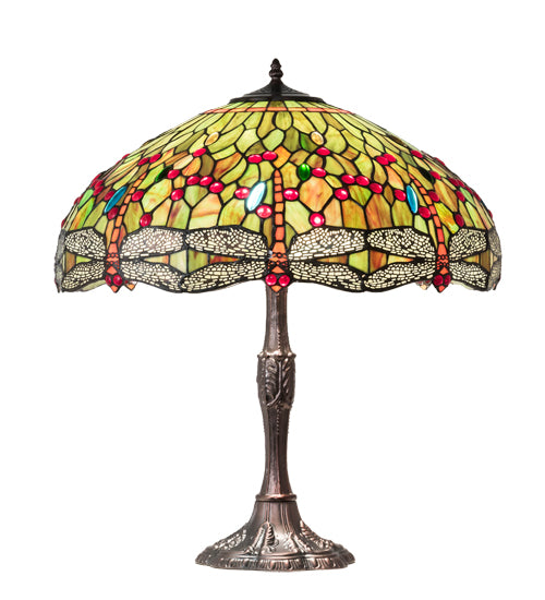 Meyda Tiffany Lighting 232805 Tiffany Hanginghead Dragonfly Three Light Table Lamp Lamp Bronze / Dark