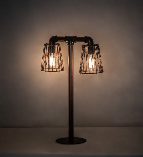 Meyda Tiffany Lighting 232891 Pipedream Two Light Table Lamp Lamp Bronze / Dark
