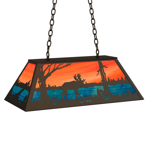 Meyda Tiffany Moose At Lake 234281 Pendant Light - Oil Rubbed Bronze