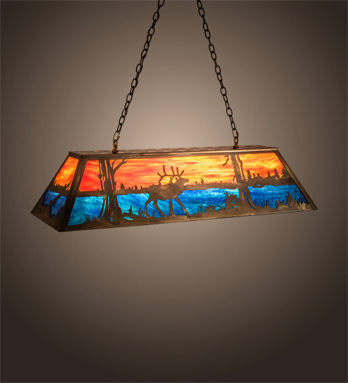 Meyda Tiffany Elk At Lake 23651 Pendant Light - Antique Copper