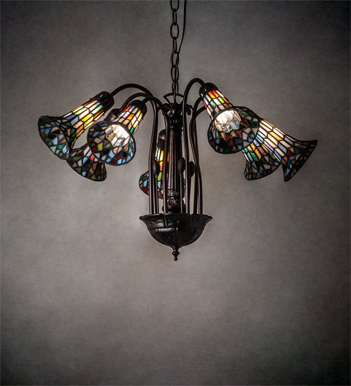 Meyda Tiffany Stained Glass Pond Lily 236531 Chandelier Light - Mahogany Bronze