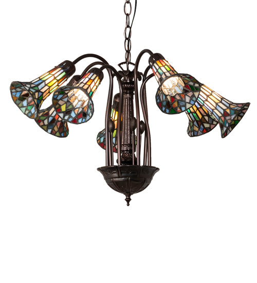 Meyda Tiffany Stained Glass Pond Lily 236531 Chandelier Light - Mahogany Bronze